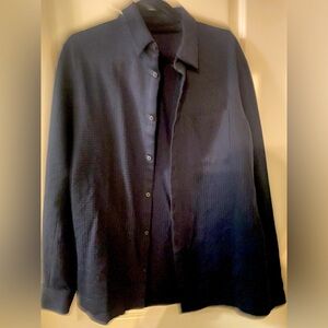 Lululemon XL dark navy textured long sleeve dress shirt